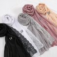 thumbnail image 2 of Wmool Long Edge Lace Headscarf Chiffon Lace Edge Women's Scarf HOT!, 2 of 9