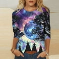 thumbnail image 4 of T-shirt Mode Femme Imprimé Manches 3/4 Col Rond Décontracté, 4 of 6