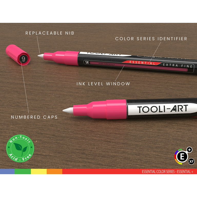 Tooli-art 30 Acrylic Paint Pens Assorted Markers Set 3.0mm Medium Tip for Rock, Canvas, Mugs, Most surfaces. Non Toxic, Water-Based