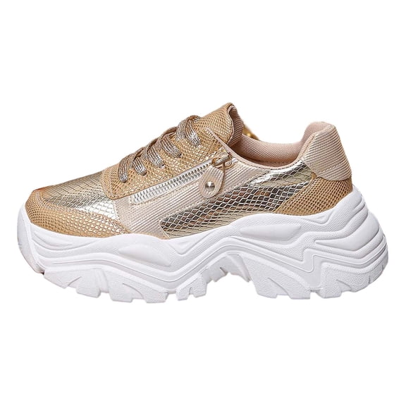 Sneakers for Women Fashion Platform White Leather Casual Dad Shoes Comfortable Wedge Walking Sport Sneakers