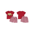 thumbnail image 2 of Newborn Toddler Baby Boy Summer Outfits Short Sleeve Bus/Train Embroidery T-Shirt + Shorts Set Toddler Clothes, 2 of 9
