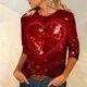 thumbnail image 4 of Xuyuer Valentine's Day 3/4 Sleeve Tee - Ladies' 3/4 Sleeve Printed T-Shirt for Romantic Date Nights, Love-Themed Photo Shoots, Unique Heart Pattern Statement Wear & Couples' Matching Style, 4 of 6