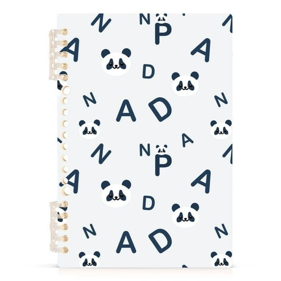 Cartoon Pandas and Alphabet Spiral Journal Notebook College Ruled Notebook 8.3" x 5.7" A5 Lined Thick Paper Page