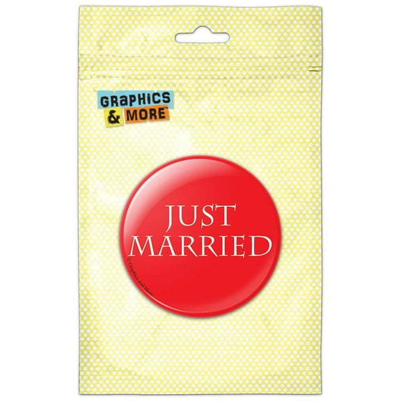 Just Married Flower Red Pinback Button Pin Badge