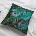 thumbnail image 4 of Peacock Feathers Velvet Throw Pillow Covers Sofa Pillowcase Car Square Throw Pillowcases Home Decoration 18x18Inch, 4 of 6