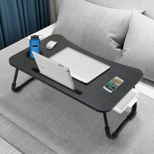 Table de lit pliable pour ordinateur portable avec tiroir de