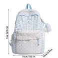 thumbnail image 2 of Women Cute Plaid Lace Trim Backpack, Polka‑Dot Outer Pockets Bookbag, Multi‑Pocket Anti‑Theft For Daily Errands & Shopping (Blue), 2 of 5