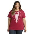 thumbnail image 2 of NYC FACTORY Ladies Tuxedo Tee Red, Button Design, S, 2 of 2