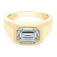 thumbnail image 3 of 2 1/4 Carat 9x7MM Emerald Cut Lab Created Moissanite Diamond Signet Wedding Band Ring For Men In 14K Yellow Gold Over Sterling Silver(G-H Color,VVS1 Clarity,2.25 Cttw)-7, 3 of 7