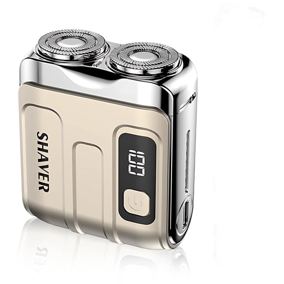 Mini Portable Electric Shaver for Men, IPX7 Waterproof Dual‑Head Magnetic Razor, USB Rechargeable Pocket Travel Shaver, Cordless One‑Button Grooming Shaver with Extra Replacement Head