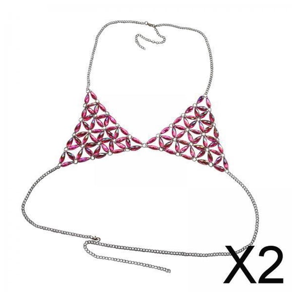 2 X Cadena Corporal Para Mujer, Lencería Elegante Sin Mangas Para Festivales, Ropa De Calle, Playa, Color Rosa