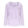 thumbnail image 5 of Hrsba Womens Plus Size Pullover Tops , Women Casual Tops Fall Sweaters for Women Long Sleeve Hooded V Neck Knit Sweater with Solid Color Drawstring and Front Pockets, 5 of 5