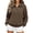 Brown, variant on Wome's Half Zip Sweatshirt - Casual Fleece Patchwork Long Sleeve Pullover Tops - Fall Comfy Versatile Sweatshirt
