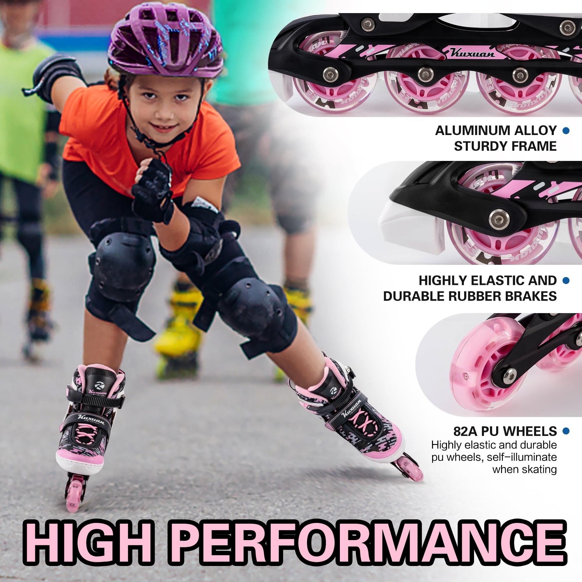 Adjustable Inline Skates for Kids Boys Girls Women Beginner Fun Illuminating Outdoor Skates