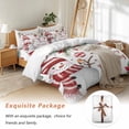 thumbnail image 7 of Merry Christmas Bedding Duvet Cover Set Full Size 4 Pieces Xmas Ball Poinsettia Red Berry Bird Bedding Set with Zipper Closure, 1 Comforter Cover 86x86 Inches 1 Flat Sheet & 2 Pillow Cases, 7 of 7