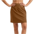 thumbnail image 3 of JGGSPWM Skorts for Woman Fashion Knee Length Golf Skirt Long Athletic Tennis Skorts Women's Dressy Casual with Shorts Pockets Brown M, 3 of 5