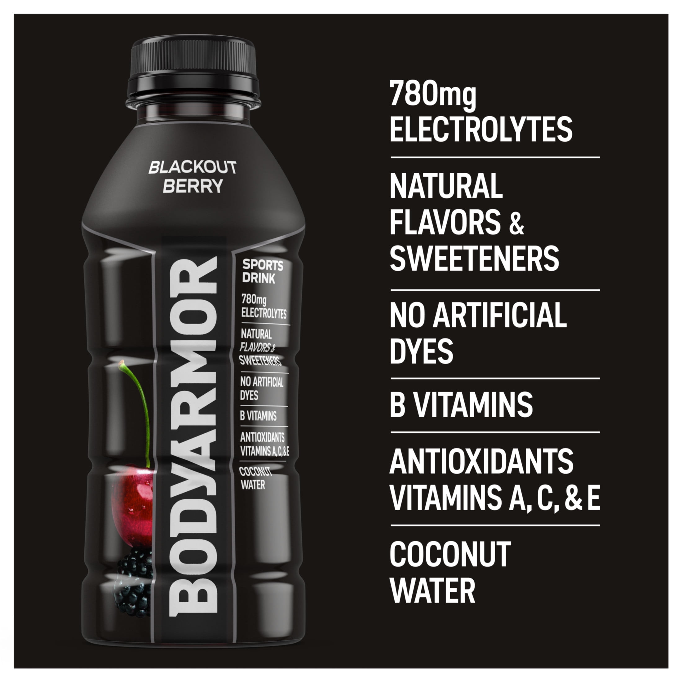 BODYARMOR Blackout Berry Electrolyte Sports Drink, 16 fl oz Bottle