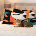 thumbnail image 3 of Pack of 2 Outdoor Pillow Covers 20x12 Inch Waterproof Color Block Throw Pillow Covers,Decorative Couch Pillow Shams Protectors Orange Teal Black Contemporary Abstract Patio Pillowcases Cushion Covers, 3 of 8