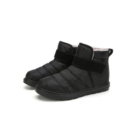 

Crocowalk Unisex Winter Shoes Faux Fur Snow Boots Slip On Warm Boot Non Plush Lining Booties Mens Comfort Round Toe Black 9
