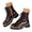 2-Coffee, variant on Women's Platform Combat Booties Leather Floral Embroidery Lace Up Lug Sole Boot Round Toe Fall Fashion Ankle Boots for Lady Size 8