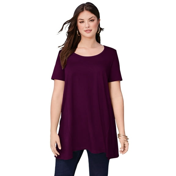 Roaman's Women's Plus Size Cotton Ultimate Scoopneck Swing Tunic