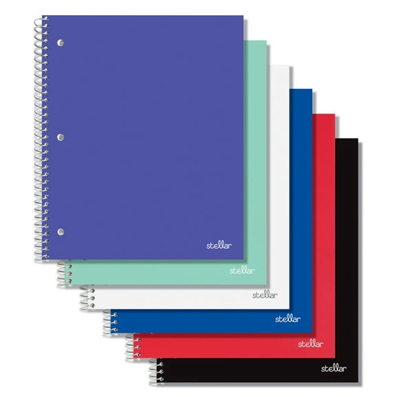 Office Depot® Stellar Poly Notebooks, 8-1/2" x 11", 1 Subject, Quadrille Ruled, 100 Sheets, Assorted Colors, Pack Of 6 Notebooks