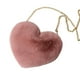 thumbnail image 4 of Bolso bandolera elegante para mujer con cadena en forma de corazón, bolso de mano de felpa Rosa, 4 of 9