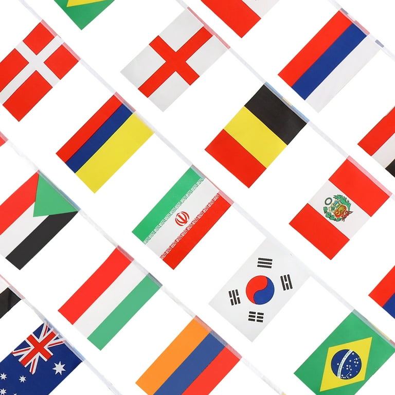 200pcs String Country Flags World International Flags Sports Clubs  Decorations (Random Flags)
