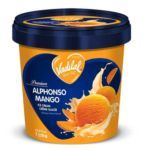 Vadilal Alphonso Mango Ice Cream 1 Ltr/33.8 fl.oz., Vadilal Alphonso Mango Ice Cream