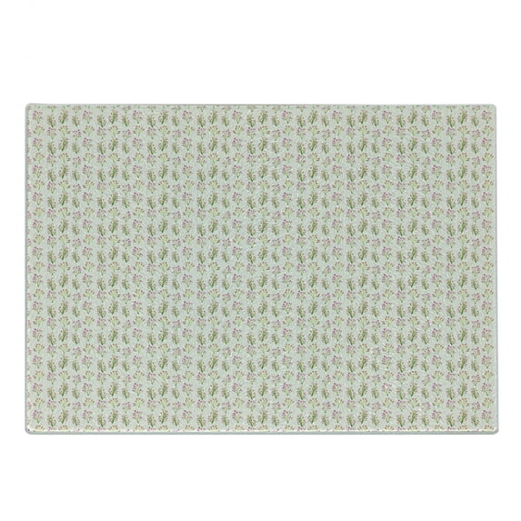 Garden Art Cutting Board, Aquarelle Art Pattern Inspired by Feng Shui and Garden Themes, Decorative Tempered Glass Cutting and Serving Board, Small Size, Pink Green and Beige, by Ambesonne