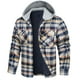 thumbnail image 1 of Chaqueta con capucha para hombre, camisa de franela a cuadros gruesos, abrigo de algodón de invierno de manga larga con forro acolchado y bolsillos, 1 of 2