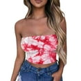 thumbnail image 2 of Alkepwun Womens Fashion 2025 Summer Floral Tube Top Ruched Going Out Bandeau Sleeveless Strapless Crop Tops Bras, 2 of 4