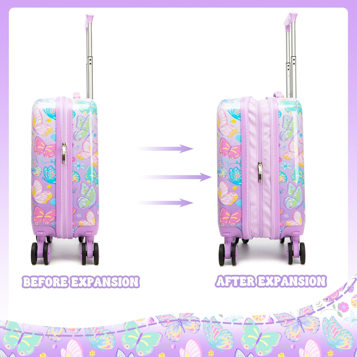 Kids Carry on Luggage Sets for Girls Cute Small Rolling Suitcases with Wheels Hard Shell Suitcase with Travel Pillow 16 inch