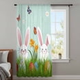 thumbnail image 4 of Easter Bunny Sheer Curtains 45 Inches Long, Spring Cute Eggs Farmhouse Wooden Grain Light Filering Curtains, Breathable Simi Curtain Privacy Drapes for Kitchen Bathroom Small Window Treatment, 4 of 9