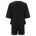 thumbnail image 6 of GILIGEGE 2 Piece Sets for Women Womens Sets Two Piece Set Summer Outfits 2 Piece Pajama 3/4 Sleeve Oversized Tshirts Elastic Waist Short Summer Lounge Sets Black L, 6 of 9