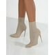 thumbnail image 2 of Botas de calcetín Beige de lujo para mujer, botas de tacón alto de bailarina exótica, botas de tela elástica a la moda de invierno de talla grande 36, otoño 2021 Gao Jinjia LED, 2 of 2
