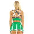thumbnail image 5 of Sxiwei Womens Cheerleading Costume Dress Crop Top with Mini Pleated Skirt Cheer Leader Outfits Green XXL, 5 of 7