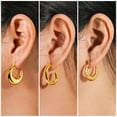 thumbnail image 2 of JeenMata Juego de 3 Pares de Pendientes de Moda para Mujer en Baño de Oro Amarillo, Pendientes de Aro, Pendientes Hipoalergénicos Colgantes Gruesos y Livianos, Regalo de Joyería para Mujer, 2 of 5