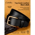 thumbnail image 3 of Catelles Men's Genuine Leather Black Belt, Vintage Brass Buckle , Gift Box Packaging, Durable and Versatile Sports Belt & For waist 42 Width 1.38in (3.5cm), 3 of 9