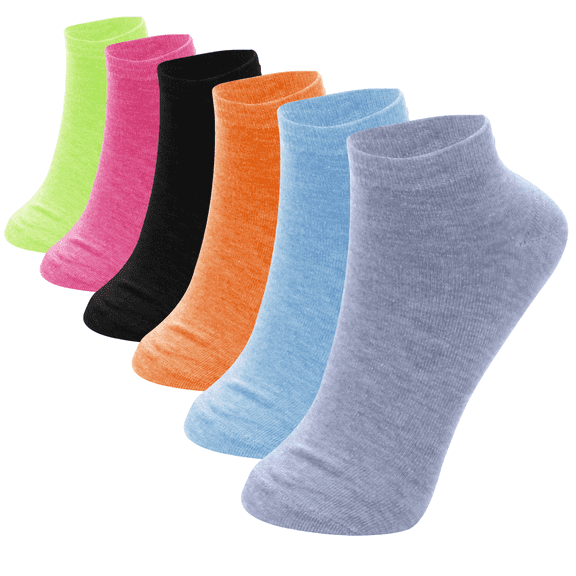 12 Pairs Assorted Women's Lightweight Cotton Socks Neon Color Casual Low Cut Ankle Size: 9-11