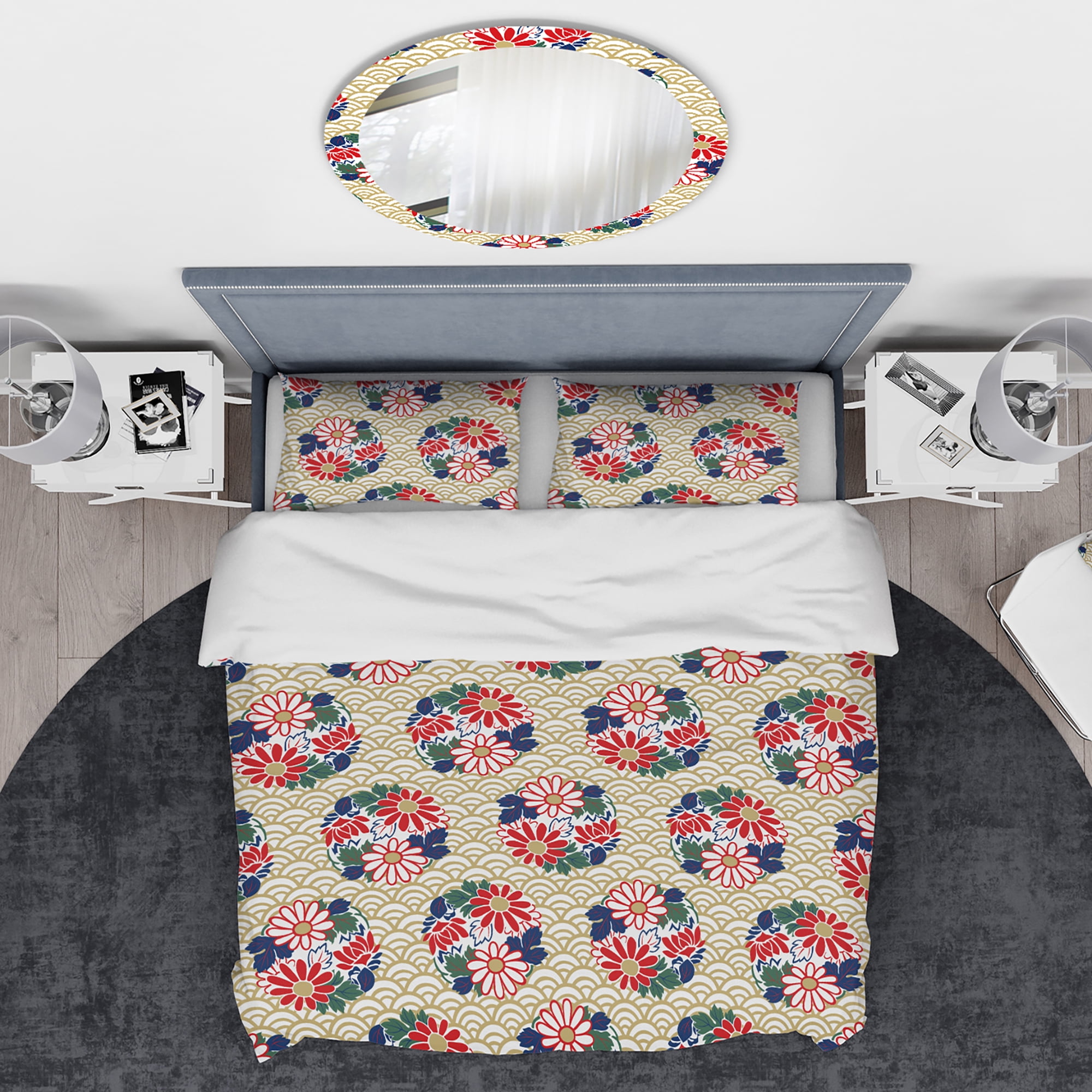 Designart 'Japanese Floral Pattern' Oriental Duvet Cover Set