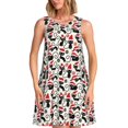 thumbnail image 1 of Balery Christmas Cat Vestidos de verano para mujer con estampado: vestido holgado sin mangas, vestido playero informal y cómodo para días calurosos., 1 of 7
