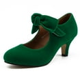 thumbnail image 1 of Women's Mary Jane Pumps with Heel Vintage Shoes Retro Cute Bow Round Toe Size 7, 1 of 8
