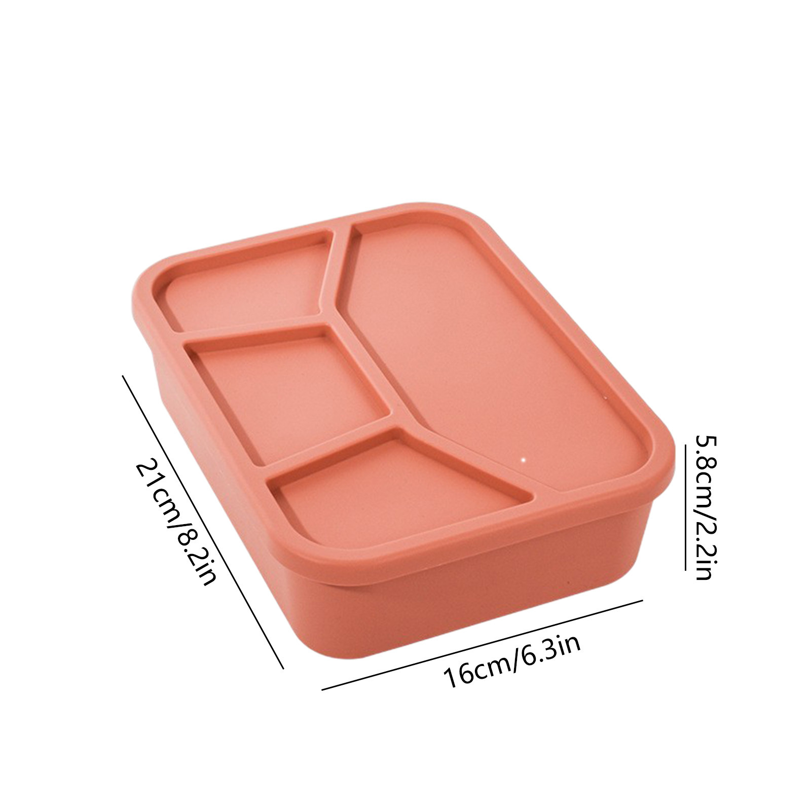 SPOORYYO Leak-Proof Bento Lunch Box - Red Silicone Adult Safe Container with 4 Compartments, Microwave & Dishwasher Safe for Work and Study