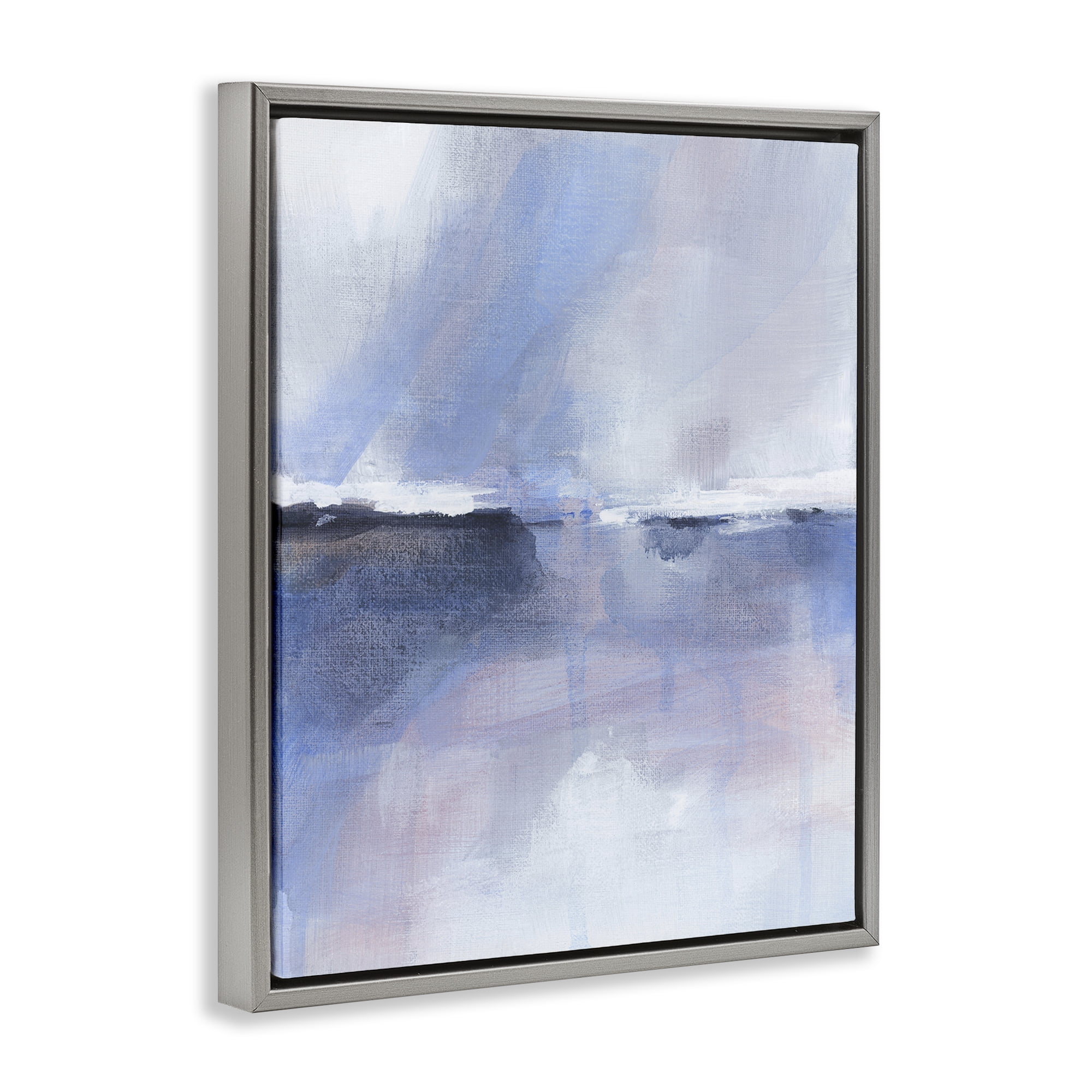 Stupell Industries Subtle Landscape Abstraction Abstract Painting Gray Floater Framed Canvas Art Print Wall Art, 17 x 21