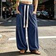 thumbnail image 3 of MYAOYINo Boundaries Womens High Waist Parachute Pants Drawstring Baggy Cargo Trousers, 3 of 7