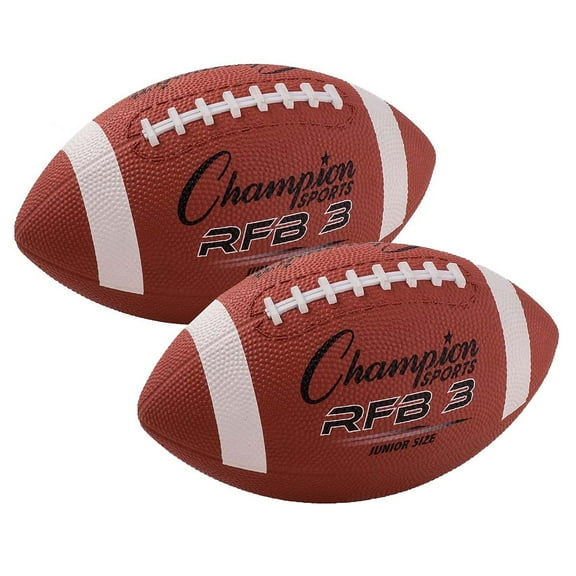 Champion Sports Junior Size Rubber Football Brown Pack of 2 (CHSRFB3-2)