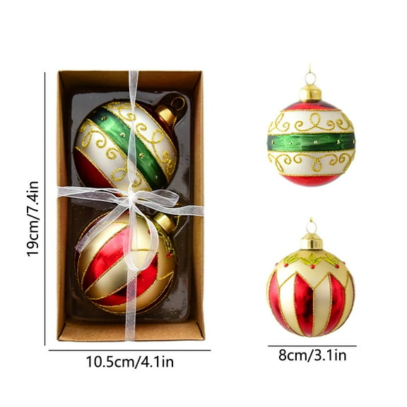 Vrorvz 2 Pack Christmas Ornaments Glass Balls for Tree Decoration with Glitter Finish Shatterproof Indoor Festive Decor Elegant Holiday Styling 3.1in Gold