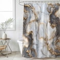 thumbnail image 4 of Marble White Gold Bathroom Shower Curtains with 12 Hooks Polyester Waterproof Shower Curtain for Stalls and Bathtubs Abstract Modern Geometric Printed Decorative Bathroom Privacy Curtain 36x78 Inches, 4 of 8
