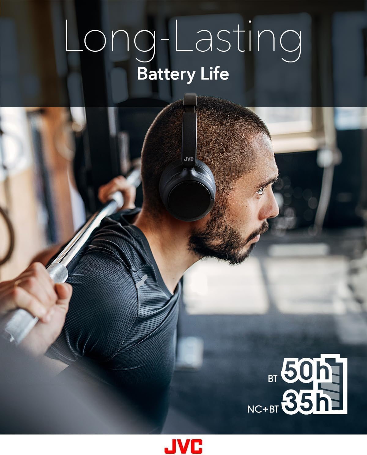 JVC Over Ear Wireless Active Noise Cancelling Headphones - Bluetooth 5.3 - Ambient Mode, 3 Audio Modes, Soft Comfort Pads, 35 Hr Battery, Foldable & Lightweight – Mic- Travel & All-Day Wear - HA-S75N